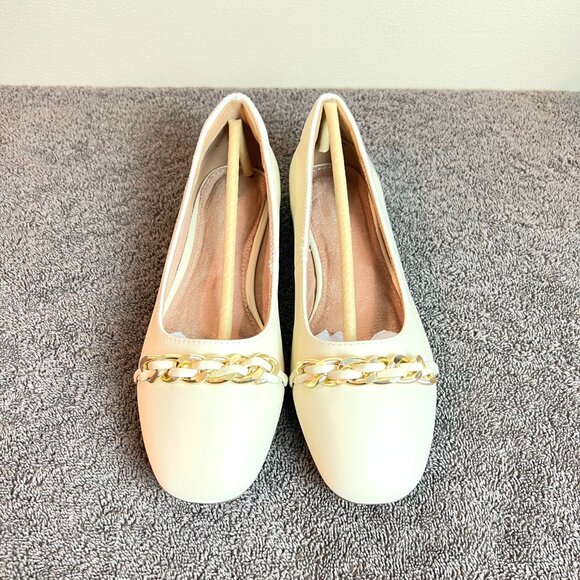 Rockport Womens Size 6.5 Chain Cream Ivory Leathers Slip On Ballet Flats‎ Shoes - Picture 3 of 13